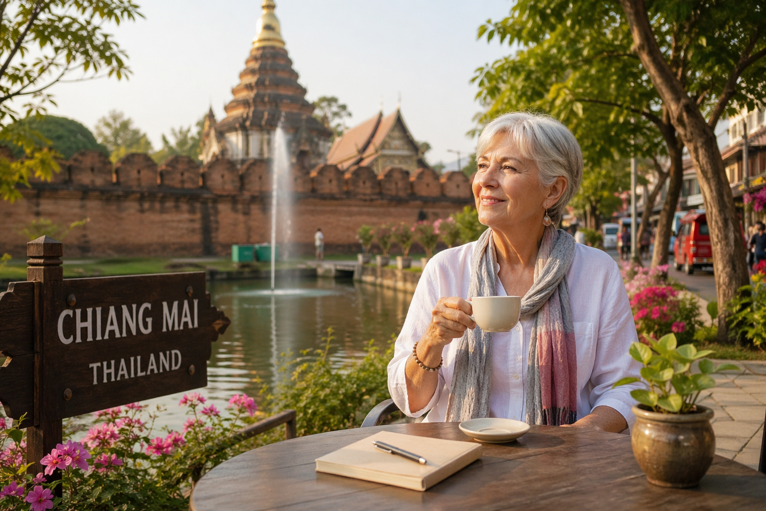 Enjoying coffee in Chiang Mai, Thailand